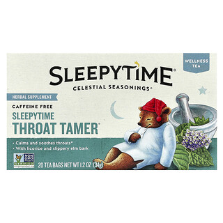 Celestial Seasonings, 健康茶，睡前喉部舒缓®，无咖啡萃取，20 茶包，1.2 盎司（34 克）