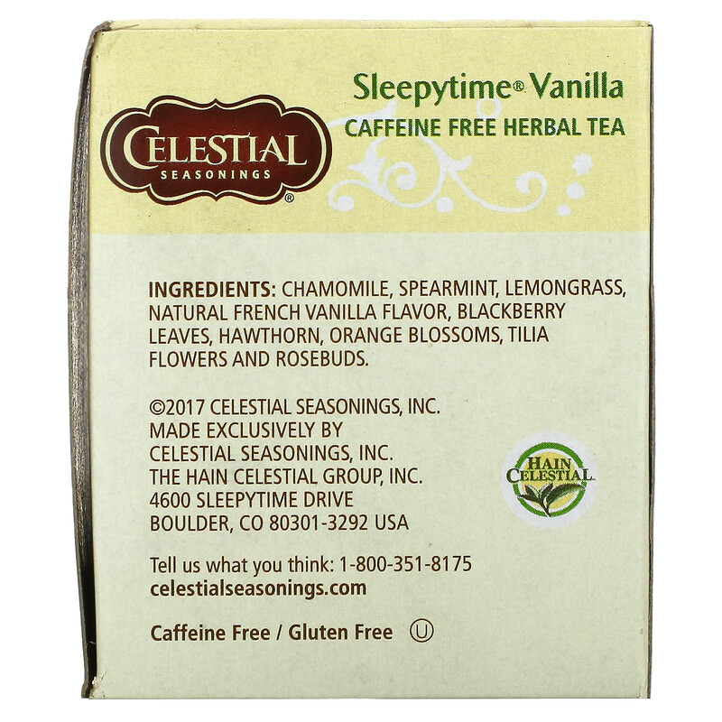 Celestial Seasonings, Herbal Tea, Sleepytime Vanilla, Caffeine Free, 20
