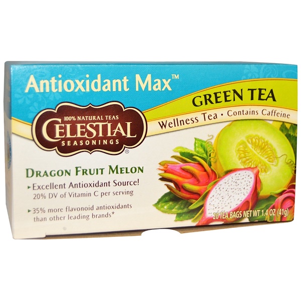 Celestial Seasonings, Antioxidant Max, Green Tea, Dragon Fruit Melon