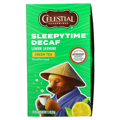 Купить Celestial Seasonings Sleepytime, зеленый чай, со вкусом лимона и жасмина, без кофеина, 20 чайных пакетиков, 31 г (1, 1 унции)