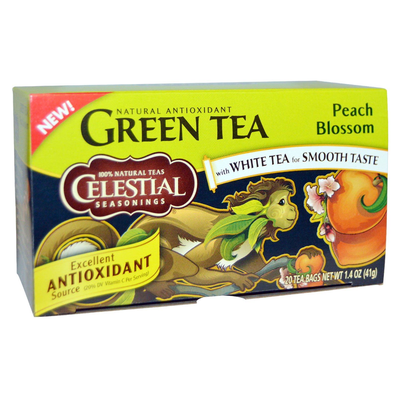 Celestial Seasonings, Green Tea, Peach Blossom, 20 Tea Bags, 1.4 oz (41