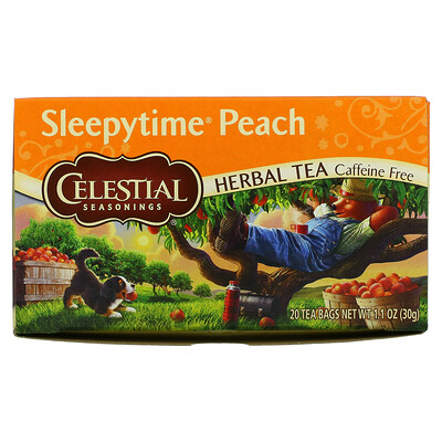 Купить Celestial Seasonings Sleepytime, травяной чай, без кофеина, персик, 20 чайных пакетиков, 29 г (1, 0 унция)