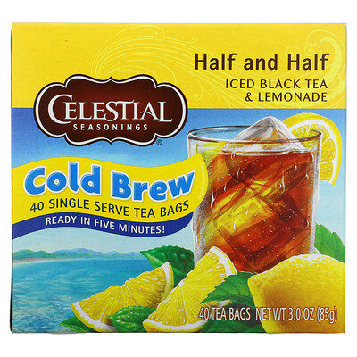 

Celestial Seasonings Черный чай и лимонад со льдом, половина и половина, 40 чайных пакетиков, 85 г (3,0 унции)