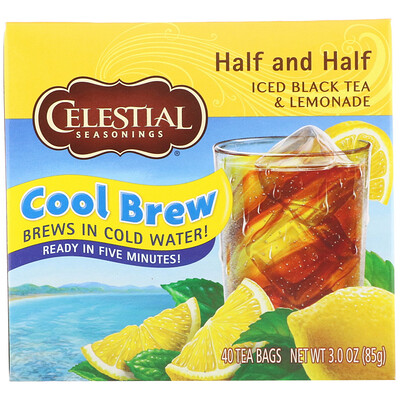 Celestial Seasonings Iced Black Tea & Lemonade, Half and Half, 40 Tea Bags, 3.0 oz (85 g)