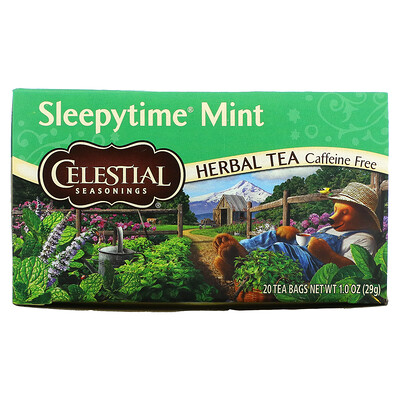 Celestial Seasonings травяной чай, убаюкивающая мята, без кофеина, 20 чайных пакетиков, 29 г (1,0 унции)