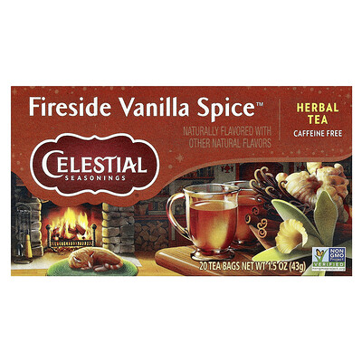 Product Image for Celestial Seasonings, Herbal Tea, Fireside Vanilla Spice , Caffeine Free, 20 Tea Bags 1.5 oz (43 g)