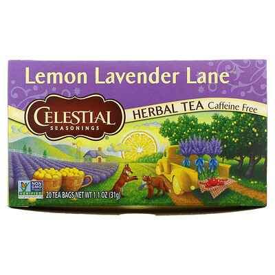 

Celestial Seasonings травяной чай, Lemon Lavender Lane, без кофеина, 20 чайных пакетиков, 31 г (1,1 унции)