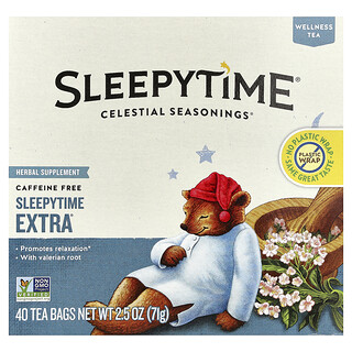 Celestial Seasonings, Ceai Wellness, Sleepytime Extra®, fără cofeină, 40 pliculete de ceai, 2,5 oz (71 g)