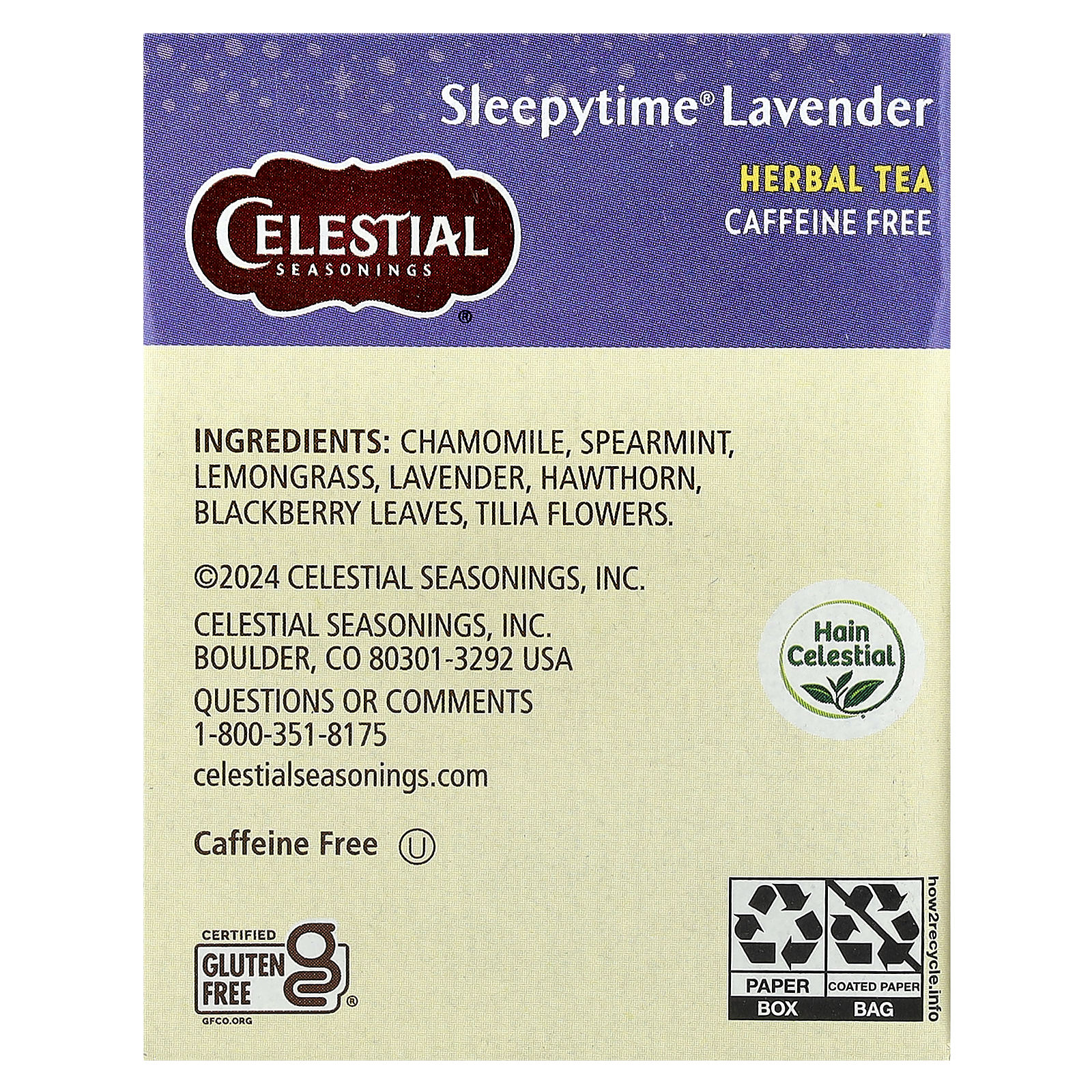 Celestial Seasonings Sleepytime Lavender Tea | Herbal Tea With Chamomile 20 Count