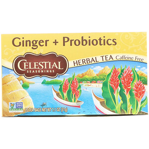 Отзывы о Селесчал Сизонингс, Herbal Tea, Ginger + Probiotics, Caffeine Free, 20 Tea Bags, 1.1 oz (31 g)