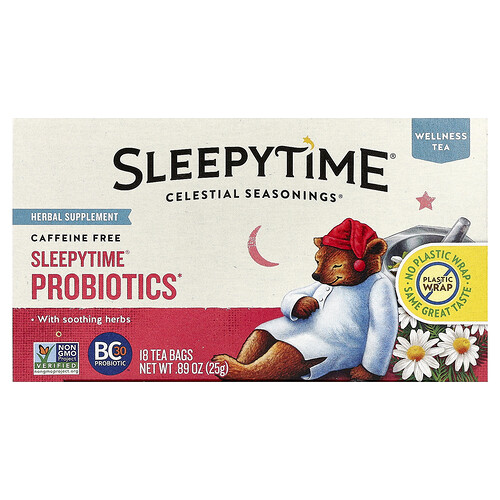 Celestial Seasonings Wellness Tea, Sleepytime® Probiotics, Caffeine Free, 18 Tea Bags 0.89 oz (25 g)