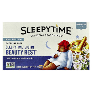 Celestial Seasonings, Wellness Tea, Sleepytime® Biotin Beauty Rest™, bez kofeiny, 18 torebek, 21 g