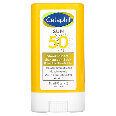 Cetaphil Минеральный солнцезащитный стик-стик, SPF 50, 14 г (0,5 унции)