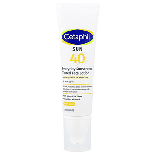 Cetaphil, Protector solar de uso diario, Loción facial con color, Todo tipo de piel, FPS 40, 50 ml (1,7 oz. líq.)