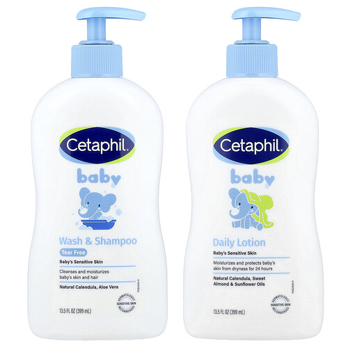 Cetaphil, Baby, Essentials-Set für gesunde Haut, 2-teiliges Set, je 399 ml (13,5 fl. oz.)