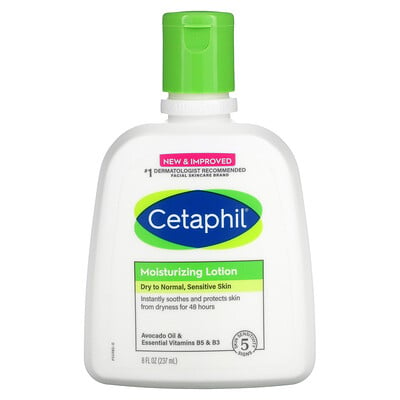 Cetaphil Увлажняющий лосьон, для сухой и нормальной кожи, масло авокадо и незаменимые витамины B5 и B3, 237 мл (8 жидк. Унций)