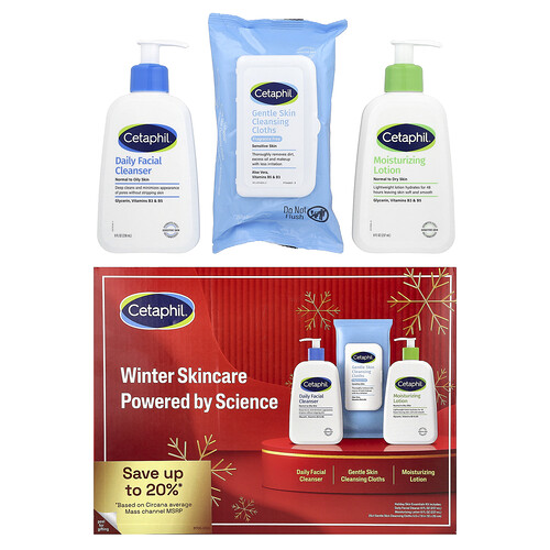 Cetaphil, Kit de productos esenciales para la piel navideña, Kit de 3 piezas