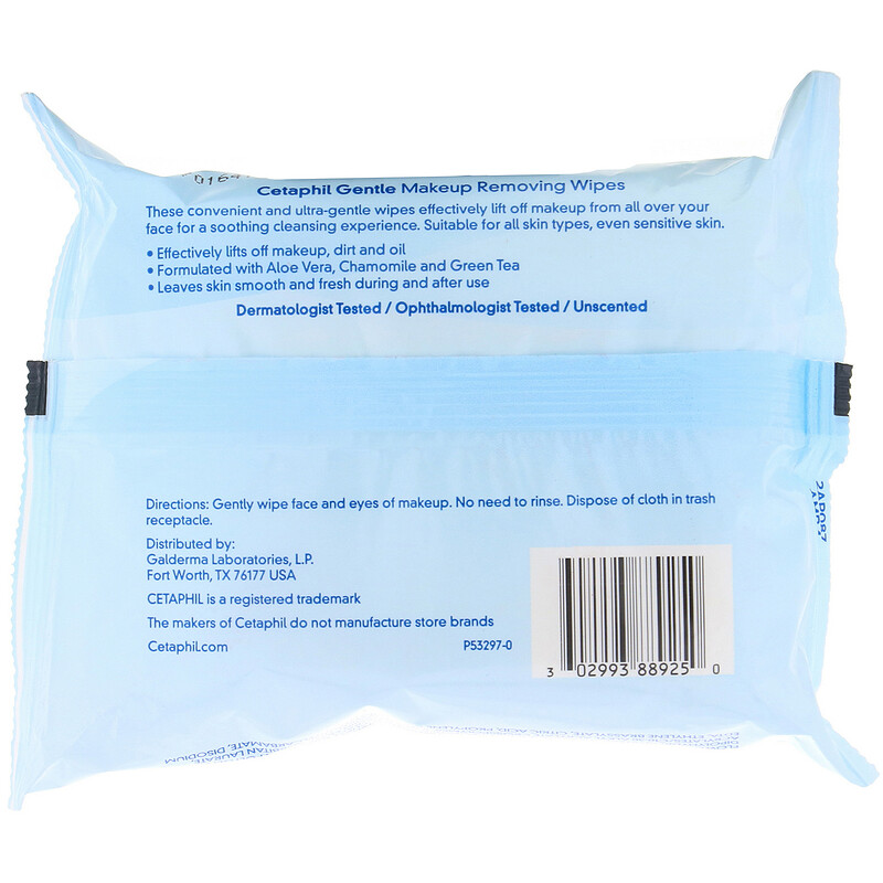 Cetaphil, Gentle Makeup Removing Wipes, 25 PreMoistened Towelettes iHerb