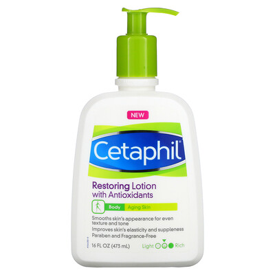 Cetaphil Restoring Lotion With Antioxidants, Medium, Fragrance Free, 16 fl oz (473 ml)