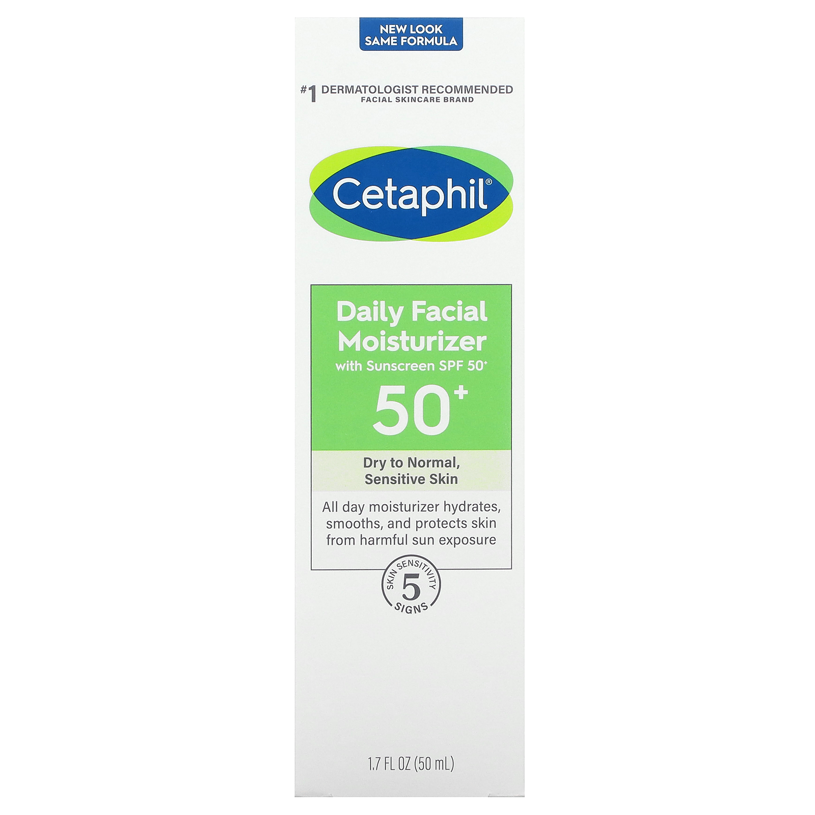 Cetaphil, Daily Facial Moisturizer with Sunscreen, SPF 50+, Fragrance