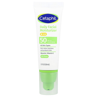 Cetaphil, Daily Facial Moisturizer, Sunscreen, SPF 50, Fragrance Free, 1.7 fl oz (50 ml)