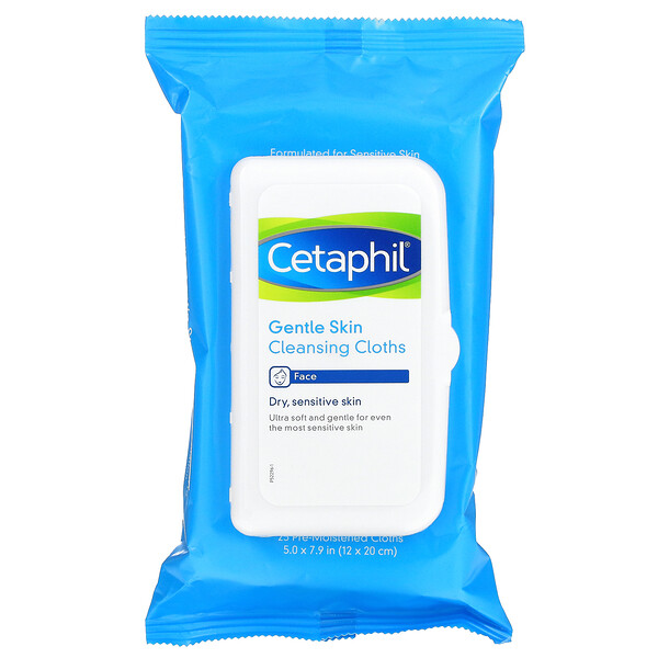 Cetaphil‏, مناشف التنظيف الرقيق للبشرة، 25 منشفة مرطبة، 5.0 × 7.9 (12 × 20 سم)