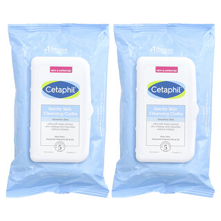 Cetaphil, Gentle Skin Cleansing Cloths, Fragrance Free, 2 Packs, 25 Pre-Moistened Cloths Each