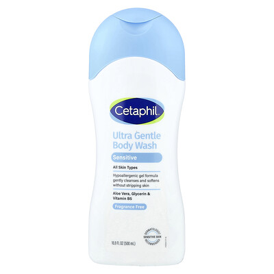 Cetaphil, Jabón líquido ultrasuave para el cuerpo, Todo tipo de piel, Sin fragancia, 500 ml (16,9 oz. líq.)
