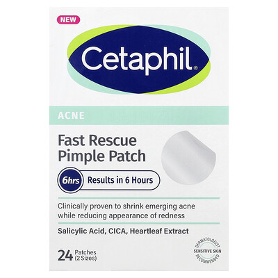 Cetaphil, Parches de rescate rápido para granos, Piel sensible, 24 parches (2 tamaños)
