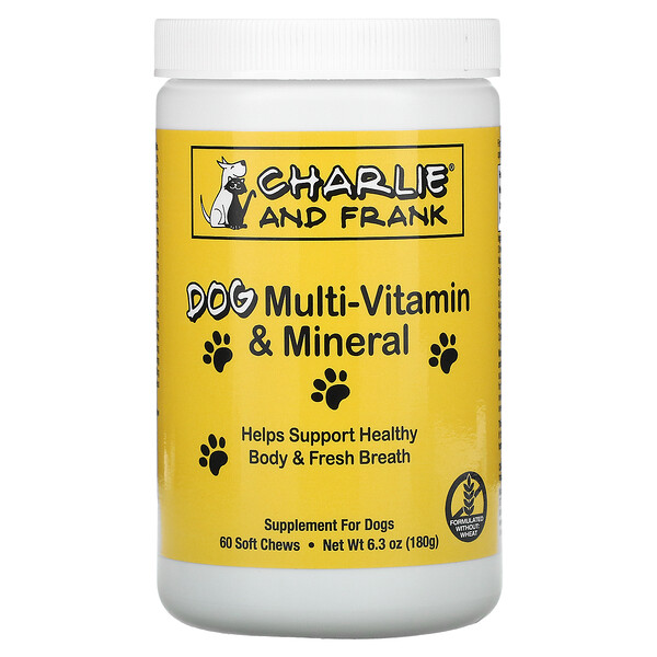 Charlie & Frank‏, מולטי-ויטמין-מינרל לכלבים, מסייע בריענון הנשימה, 60 חטיפים רכים