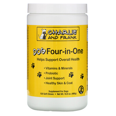 Charlie & Frank Dog Four-in-One, 120 мягких жевательных таблеток