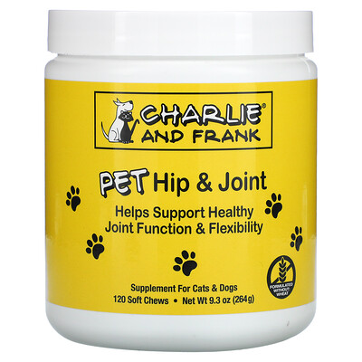 Charlie & Frank PET Hip & Joint, для кошек и собак, 120 мягких жевательных таблеток