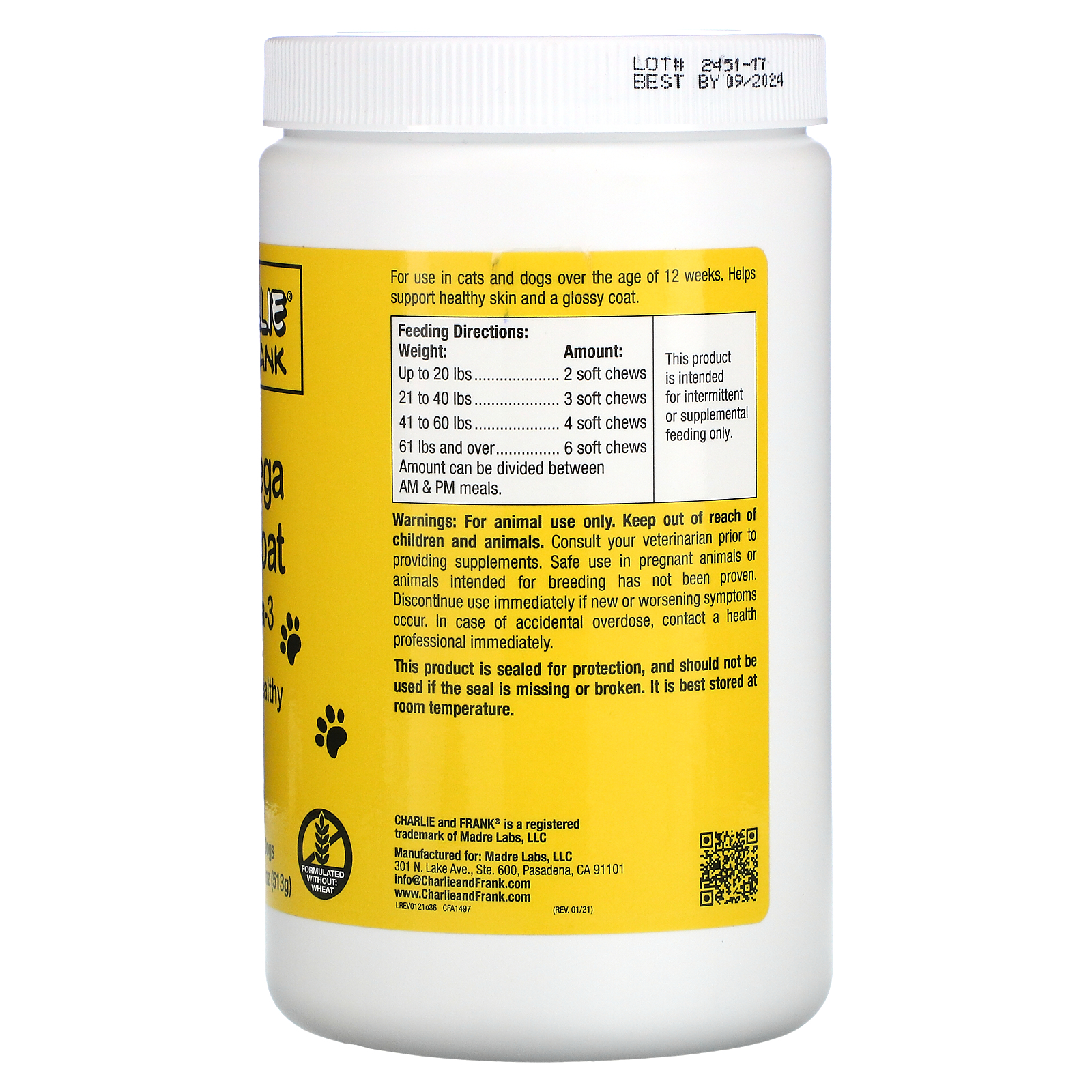 Charlie and Frank, Pet Omega Skin & Coat with Omega3, For Cats & Dogs