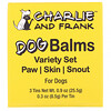 Charlie & Frank, Set de bálsamos variados para perros, Patas, Piel, Hocico, 3 latas, 8,5 g (0,3 oz) cada una