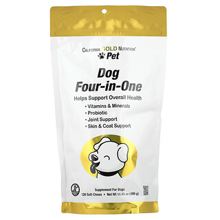 California Gold Nutrition, 宠物，狗狗四合一配方，120 片软咀嚼片