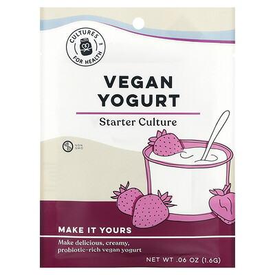 Купить Cultures for Health Веганский йогурт, 4 пакетика, 1, 6 г (0, 06 унции)