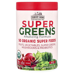 Super Greens, лужна формула, ягоди, 300 г (10,6 унції)