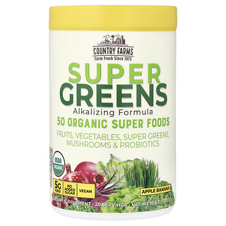 Country Farms, Superaliments végétaux, Formule alcalinisante, Pomme et banane, 300 g
