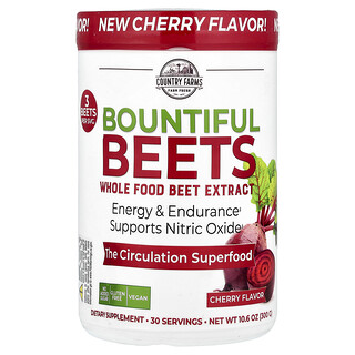 Country Farms, Betteraves généreuses, Extrait de betterave à base d'aliments entiers, Arôme cerise, 300 g