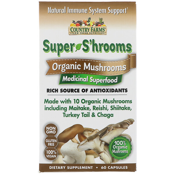 Country Farms, Super S'hrooms, Organic Mushrooms, Medicinal Superfood