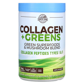 Country Farms, Collagen + Greens, Kollagen und Blattgemüse, geschmacksneutral, 300 g (10,6 oz.)