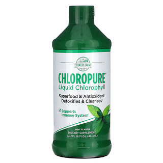 Country Farms, Chloropure 液體葉綠素，薄荷味，16 液量盎司（473 毫升）