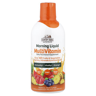 Country Farms, Multivitamínico líquido por la mañana, Frutas tropicales, 946 ml (32 oz. Líq.)