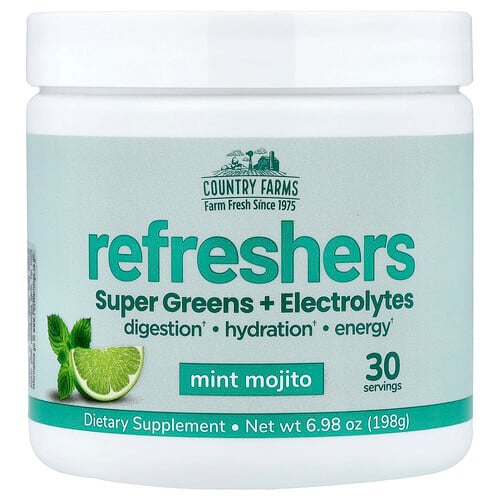 Country Farms, Refreshers, Super Greens + Electrolytes, Mint Mojito , 6.98 oz (198 g)