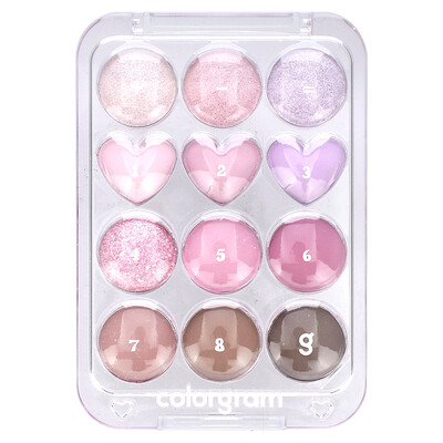 Colorgram Pink/Lavender Pin Point Eyeshadow Palette, + = Love, 0.31 Oz (8.9 G) Size 03