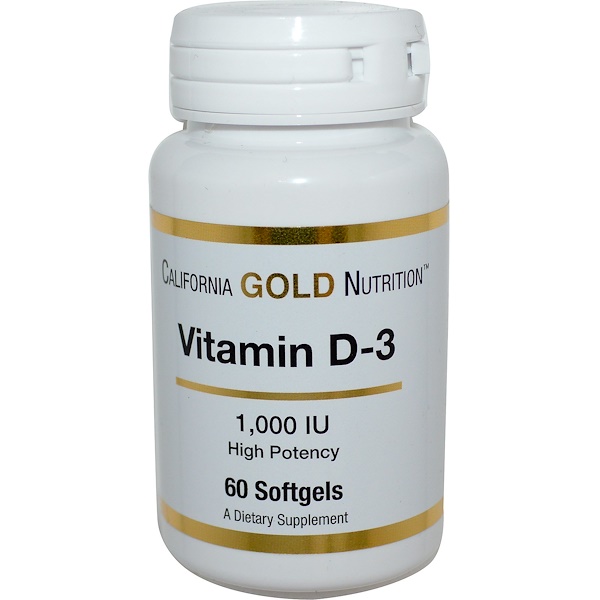 California Gold Nutrition, Vitamin D3, 1,000 IU, 60 Softgels