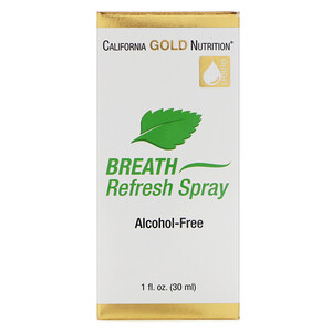 California Gold Nutrition, Спрей для свежести дыхания, натуральная мята, без спирта, 1 жидкая унция (30 мл)