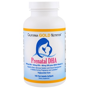 California Gold Nutrition, Пренатальная ДГК, 450 мг, 180 рыбных желатиновых капсул