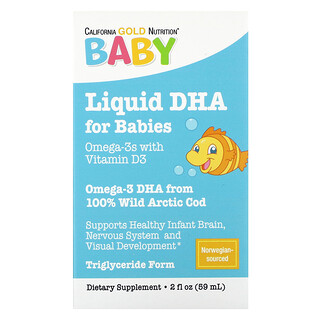 California Gold Nutrition, Baby's DHA, Omega-3 vetzuren met vitamine D3 en EPA, 59 ml