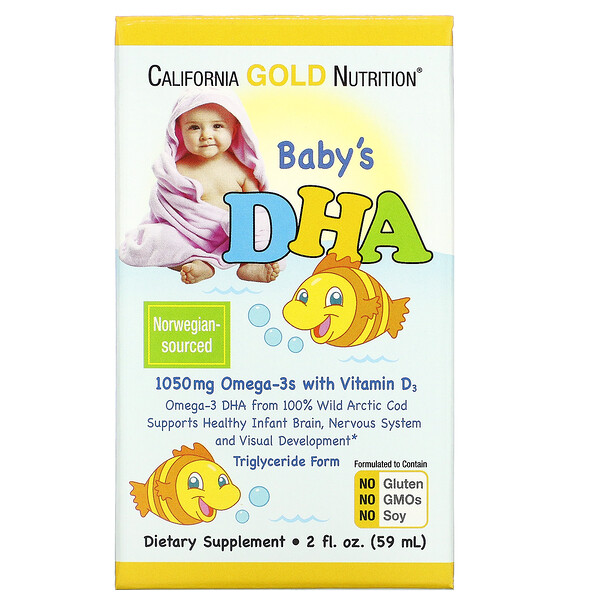 California Gold Nutrition, Baby's DHA, Omega3s with Vitamin D3, 1050